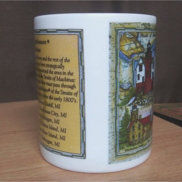 Donna Elias Series Mug Lighthouses of the Straits of Mackinac Sea Chart Collage - Picture 7 of 11